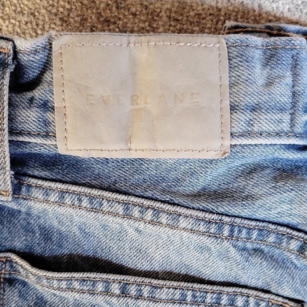 Everlane Blue Jean Shorts High-Waisted Distressed Size 24 - Picture 5 of 10